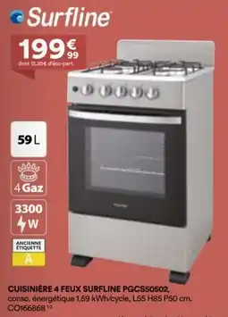 BUT Cuisinière 4 feux surfline PGCS50502 offre