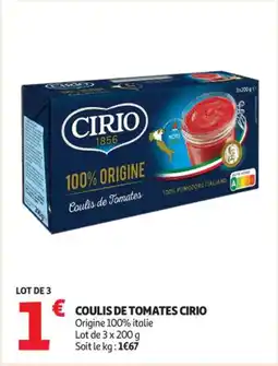 Auchan Supermarché Coulis de tomates cirio offre