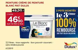 Gedimat DULUX Peinture crème de peinture blanc mat offre