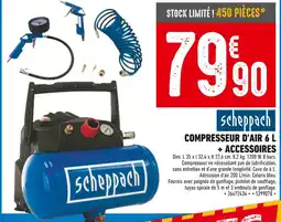 Brico Cash Scheppach Compresseur d'air 6 l + accessoires offre