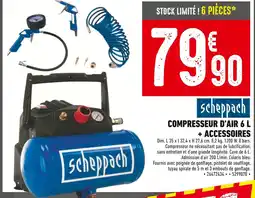 Batkor scheppach Compresseur d'air 6 l + accessoires offre