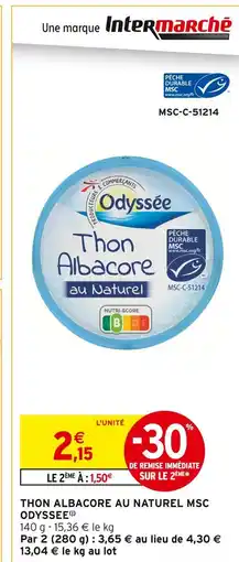 Intermarché ODYSEE Thon albacore au naturel msc offre