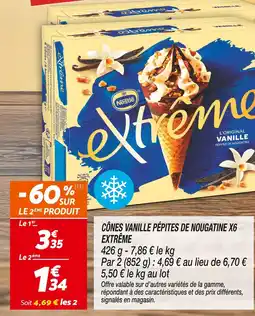 Netto Nestlé Cônes vanille pépites de nougatine x6 Extrême offre