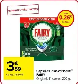 Carrefour Drive Fairy - capsules lave-vaisselle offre