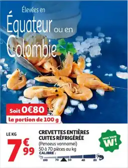 Auchan Supermarché Crevettes entières cuites réfrigérée offre