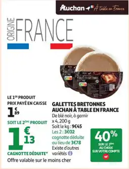 Auchan Supermarché Galettes bretonnes auchan à table en france offre