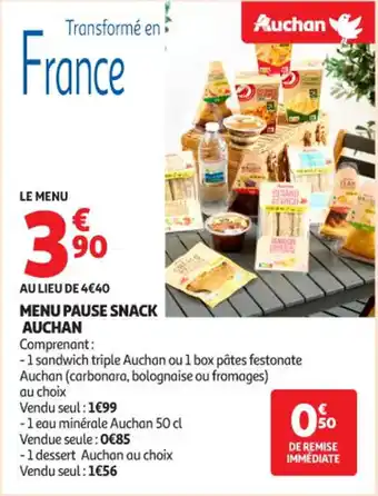 Auchan Supermarché Menu pause snack auchan offre