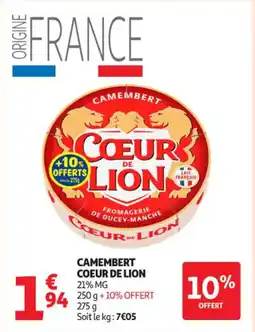 Auchan Supermarché Camembert coeur de lion offre