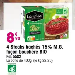 Croque Gel 4 Steaks hachés 15% M.G. façon bouchère BIO offre