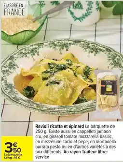 Carrefour Drive Ravioli ricotta et epinard la barquette de offre