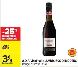 Carrefour Drive A.o.p. vin d'italie lambrusco di modena offre