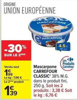 Carrefour Drive Carrefour - mascarpone classic' 38% m.g offre