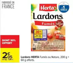 Carrefour Drive Herta - lardons fumes ou nature offre