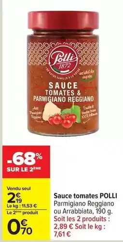 Carrefour Drive Polli - sauce tomates offre