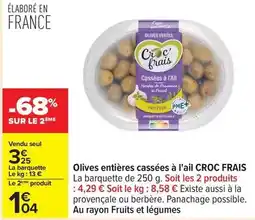 Carrefour Drive Persil - olives entières cassées à l'ail offre