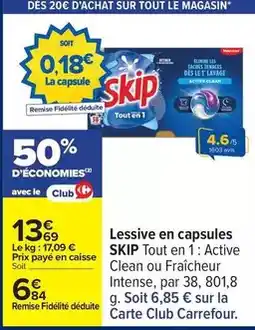 Carrefour Drive Skip - lessive en capsules offre