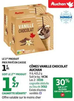 Auchan Supermarché Cônes vanille chocolat auchan offre