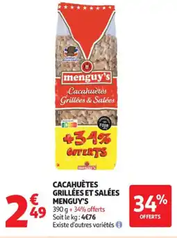 Auchan Supermarché Cacahuètes grillées et salées menguy's offre