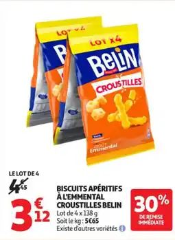 Auchan Supermarché Biscuits apéritifs à l'emmental croustilles offre