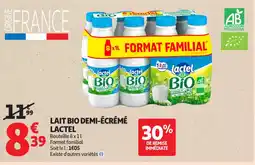 Auchan Supermarché Lait bio demi-écrémé lactel offre