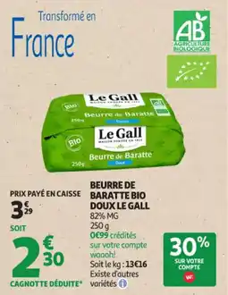 Auchan Supermarché Beurre de baratte bio doux le gall offre