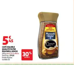 Café soluble qualité filtre maxwell house