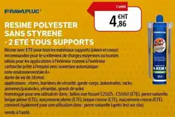 DomPro RAWLPLUG Resine polyester sans styrene - 2 ete tous supports offre