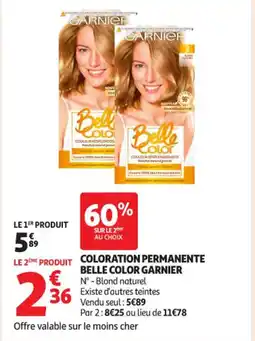 Auchan Supermarché Couleur permanente belle color garnier offre