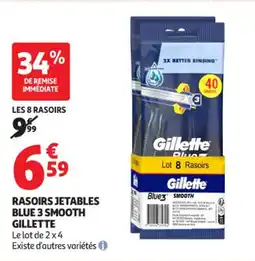Auchan Supermarché Rasoirs jetables blue 3 smooth gillette offre