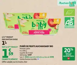 Auchan Supermarché Purée de fruits auchan baby bio offre
