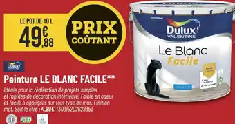 Bricorama DULUX Peinture le blanc facile offre