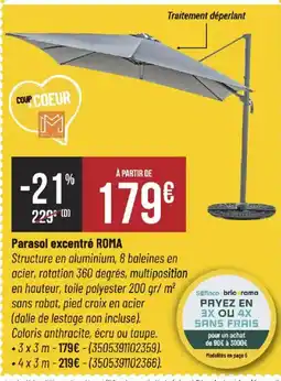 Bricorama Parasol excentré roma offre