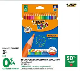 Auchan Supermarché 18 crayons de couleur bic evolution offre