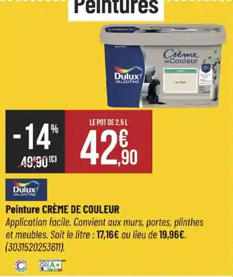 Bricorama DULUX Peinture crème de couleur offre