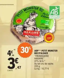 E.Leclerc AOP** PETIT MUNSTER BIO D'ALSACE offre