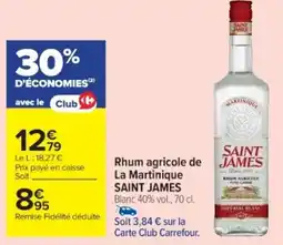 Cora x Carrefour SAINT JAMES Rhum agricole de La Martinique offre