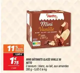 Netto Minis bâtonnets glacés vanille x6 offre