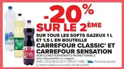 Cora x Carrefour Sur tous les softs gazeux et en bouteille offre