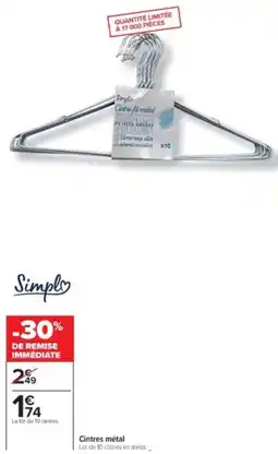 Cora x Carrefour Cintres métal offre