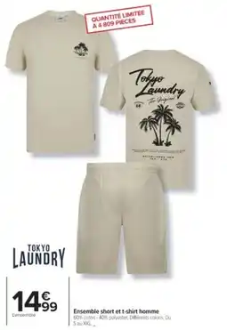 Cora x Carrefour Ensemble short et t-shirt homme offre