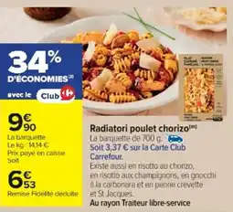 Cora x Carrefour Radiatori poulet chorizo offre