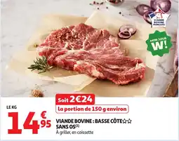 Auchan Supermarché Viande bovine : basse côte sans os offre