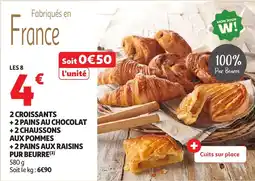 Auchan Supermarché 2 croissants + 2 pains au chocolat + 2 chaussons aux pommes + 2 pains aux raisins pur beurre offre