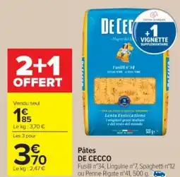 Cora x Carrefour DE CECCO Pâtes offre