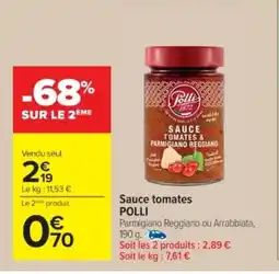 Cora x Carrefour POLLI Sauce tomates offre