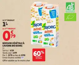 Auchan Supermarché Boisson végétale à l'avoine bio bjorg offre
