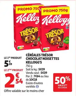 Auchan Supermarché Céréales trésor chocolat noisettes kellogg's offre