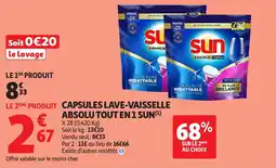 Auchan Supermarché Capsules lave-vaisselle absolutout en 1 sun offre