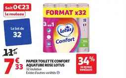 Auchan Supermarché Papier toilette confort aquatube rose lotus offre