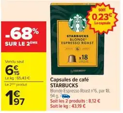 Cora x Carrefour STARBUCKS Capsules de café offre